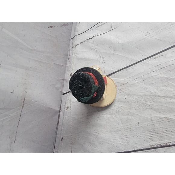 Wood Slice Handmade Rustic Snowman Hat Shelf Sitter Countrycore Farmhouse New - Picture 2 of 6